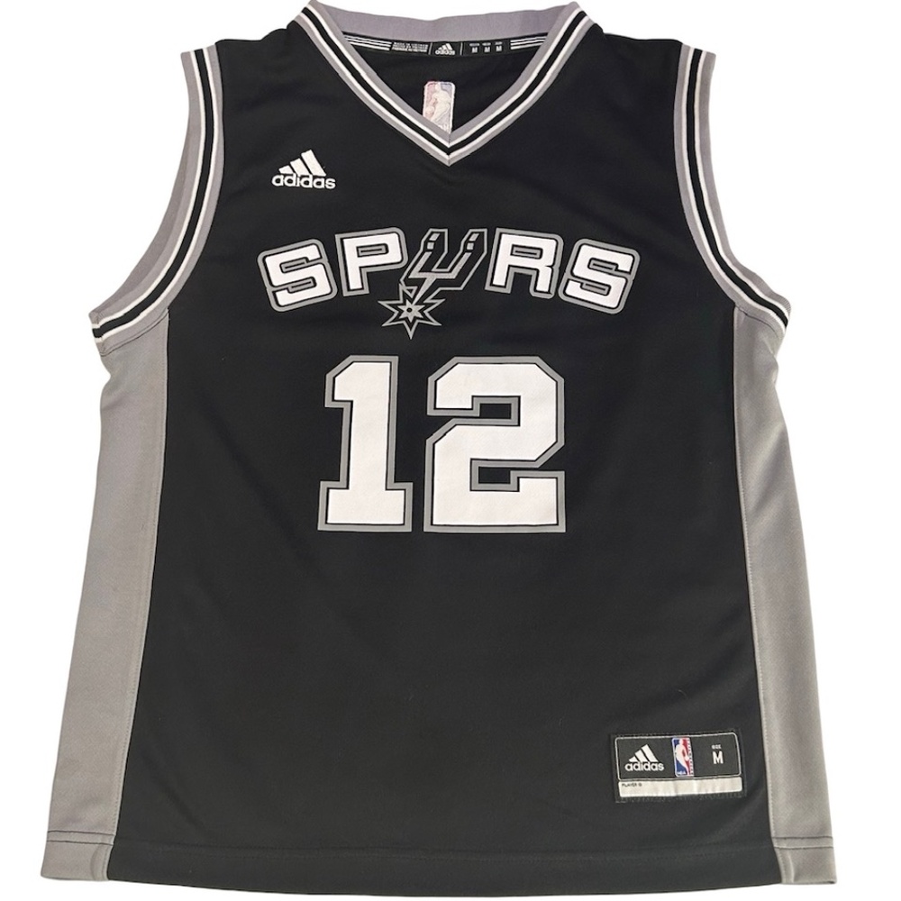 Adidas NBA San Antonio Spurs Aldridge #12 Black and Silver Boy's Jersey Size M